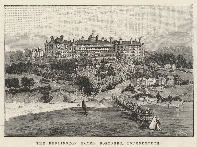 The Burlington Hotel, Boscombe, Bournemouth (rytina) od English School