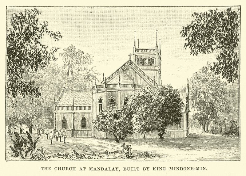 Kostel v Mandalay, postavený králem Mindone-Min od English School