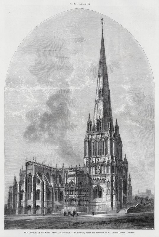 Kostel St Mary Redcliffe, Bristol (rytina) od English School