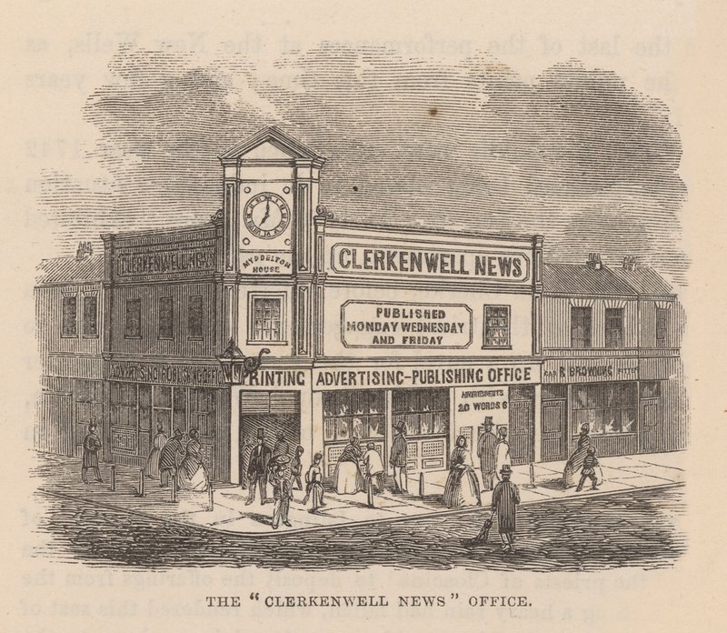 Kancelář Clerkenwell News, Clerkenwell, Londýn od English School