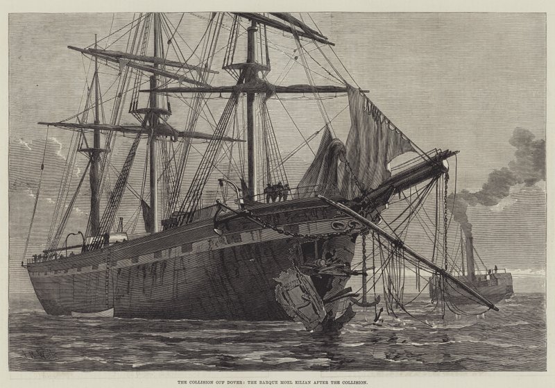 Srážka u Doveru, Barque Moel Eilian po srážce (rytina) od English School
