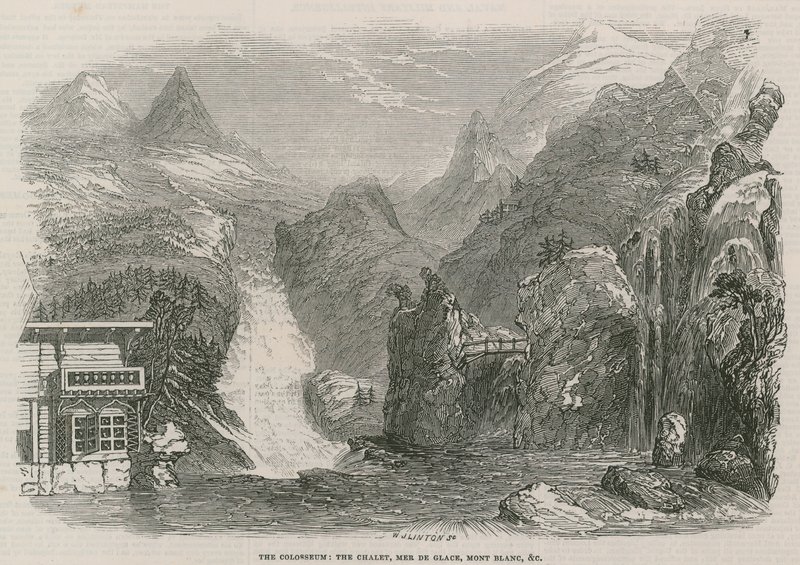 Koloseum - chata, Mer de Glace, Mont Blanc od English School