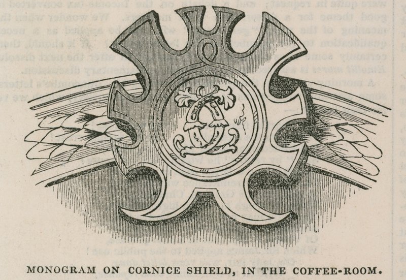 The Conservative Clubhouse: Monogram of the Club on Cornice Shield v kavárně od English School
