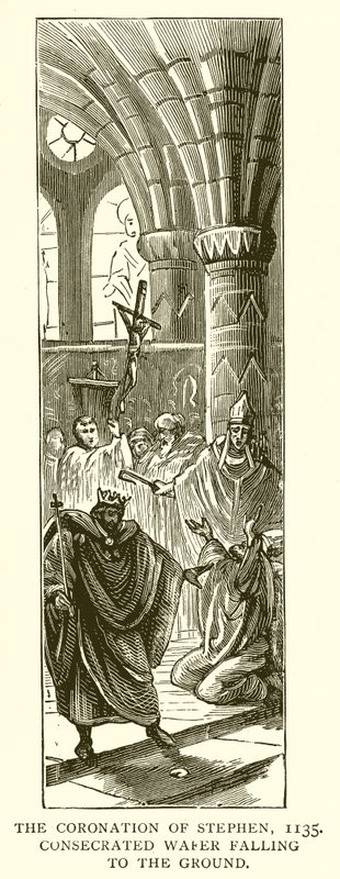 Korunovace Štěpána, 1135. Posvěcená oplatka padající na zem od English School