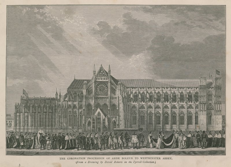 Korunovační průvod Anny Boleynové do Westminsterského opatství od English School