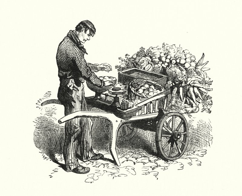 The Costermonger (rytina) od English School