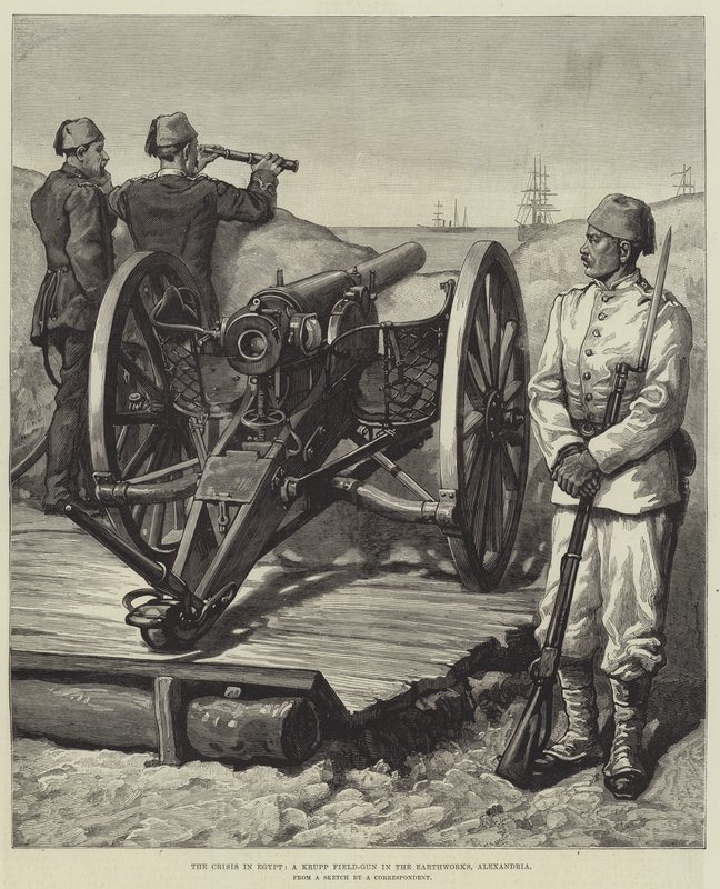 Krize v Egyptě, Krupp Field-Gun v Earthworks, Alexandrie od English School