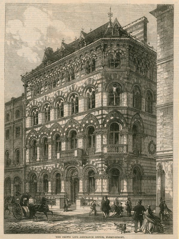 The Crown Life Assurance Office, Fleet Street, Londýn od English School