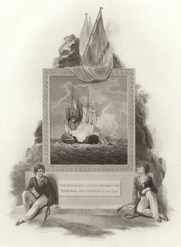 Zoufalá akce mezi Hrozným a Vengeance, prosinec 1757 od English School
