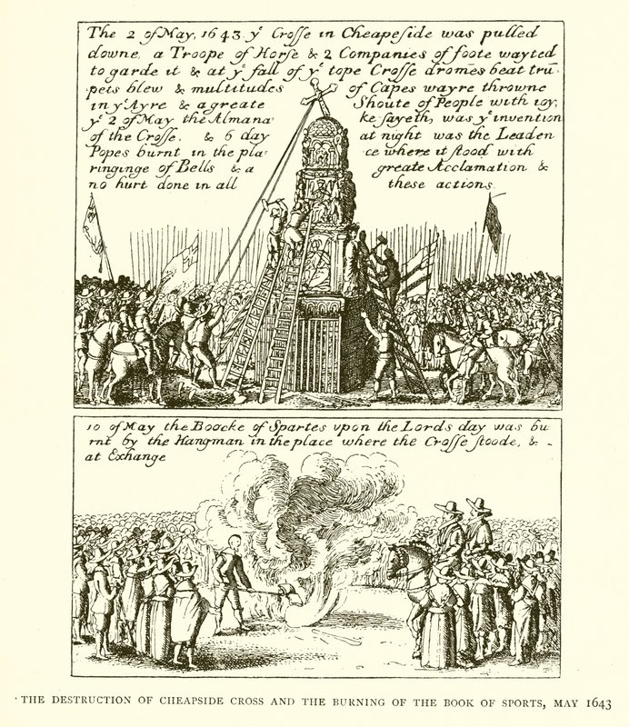 Zničení Cheapside Cross a spálení knihy sportu, květen 1643 od English School