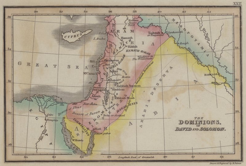 The Dominions of David and Solomon (barevná rytina) od English School