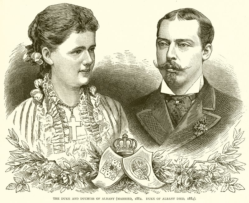 Vévoda a vévodkyně z Albany (ženatý, 1882. Vévoda z Albany zemřel, 1884) od English School
