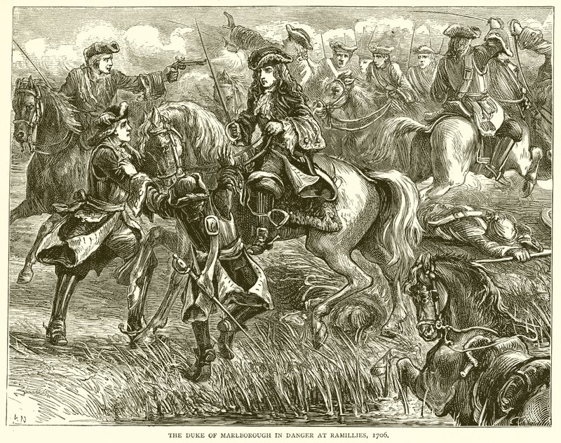 Vévoda z Marlborough v nebezpečí v Ramillies, 1706 od English School
