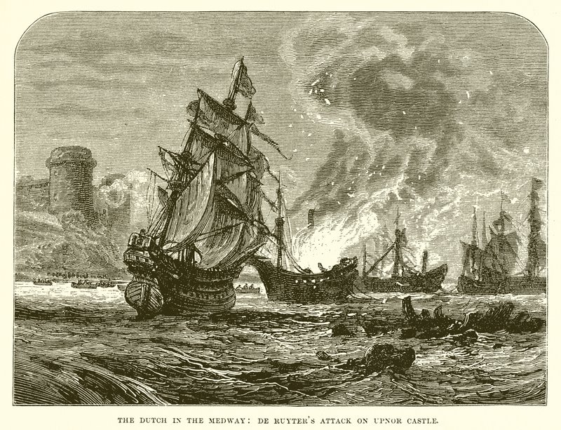 Holanďané v Medway: De Ruyters útočí na hrad Upnor od English School