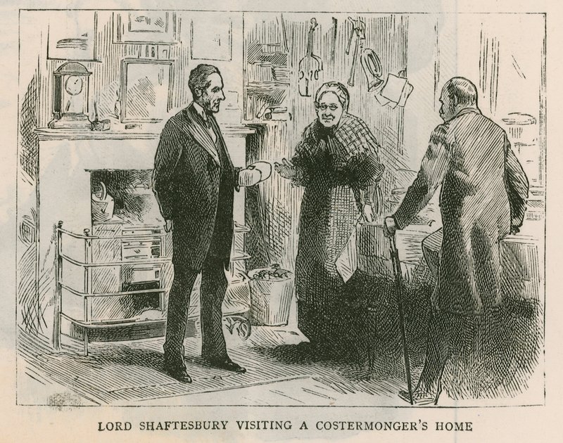hrabě z Shaftesbury; Lord Shaftesbury na návštěvě domu costermongers od English School