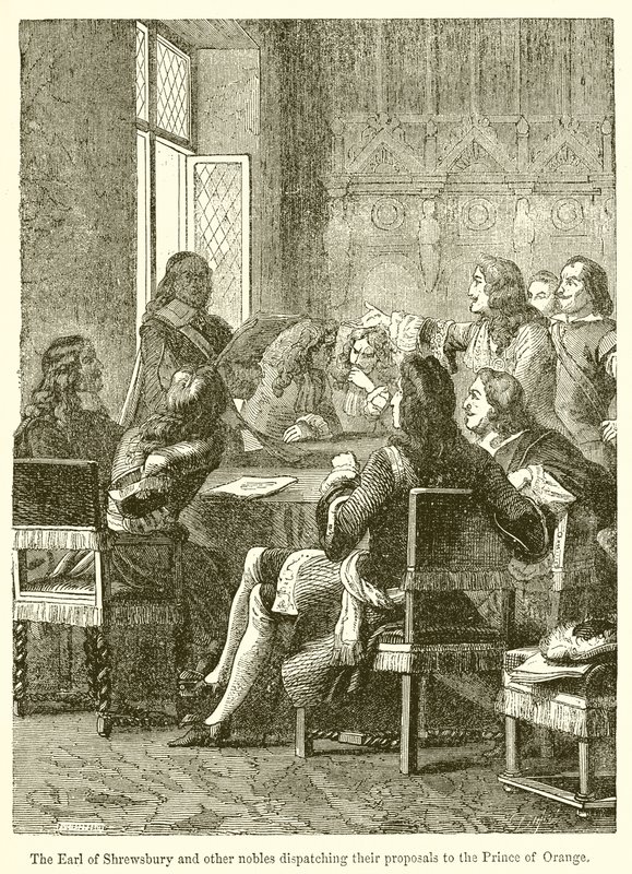 Hrabě ze Shrewsbury a další šlechtici zasílají své návrhy princi z Orange od English School
