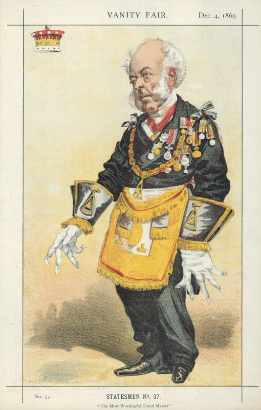 Hrabě ze Zetlandu, nejctihodnější velmistr, 4. prosince 1869, karikatura Vanity Fair od English School
