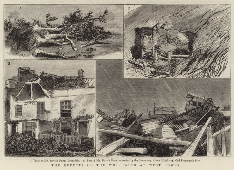 The Effects of the Whirlwind at West Cowes (rytina) od English School