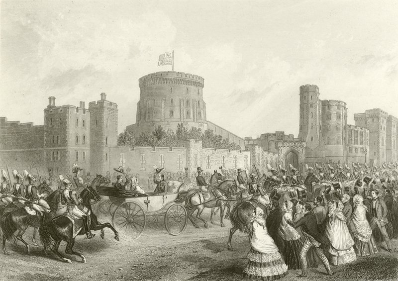 Císař a císařovna Francouzů na zámku Windsor od English School