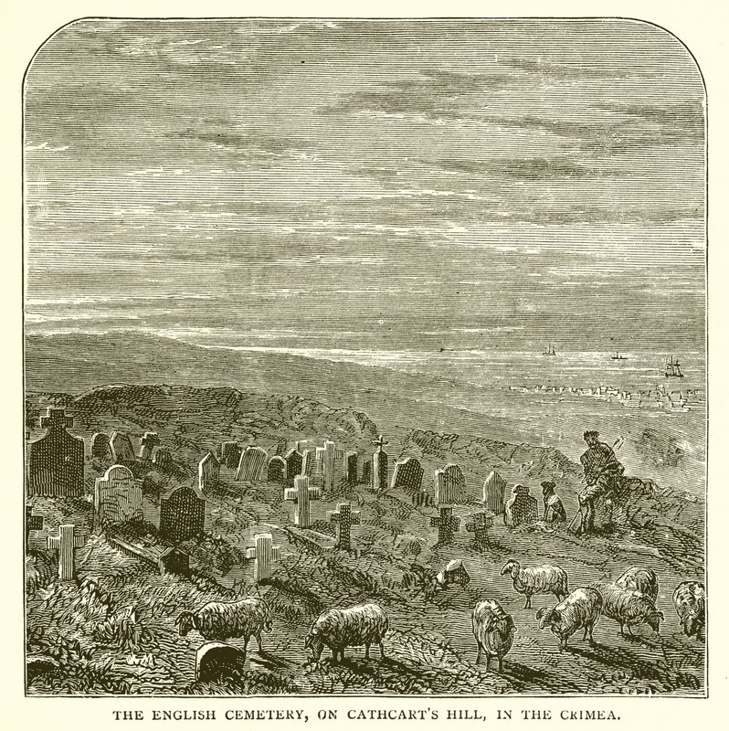 Anglický hřbitov, na Cathcarts Hill, na Krymu od English School