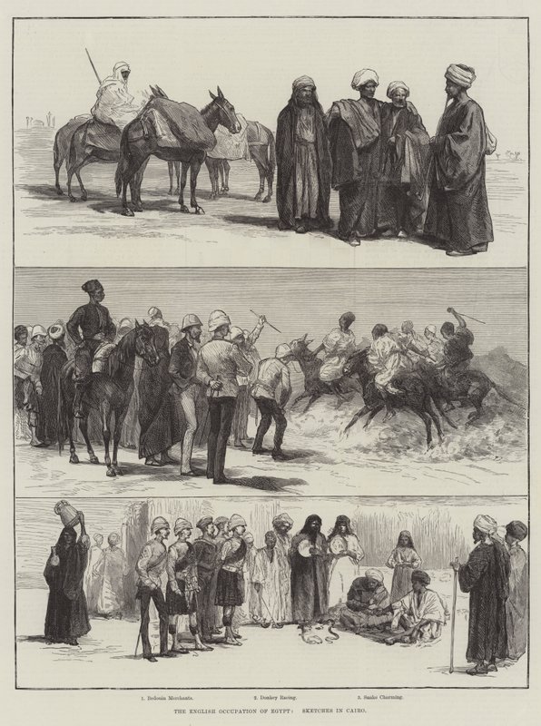 Anglická okupace Egypta, skici v Káhiře (rytina) od English School