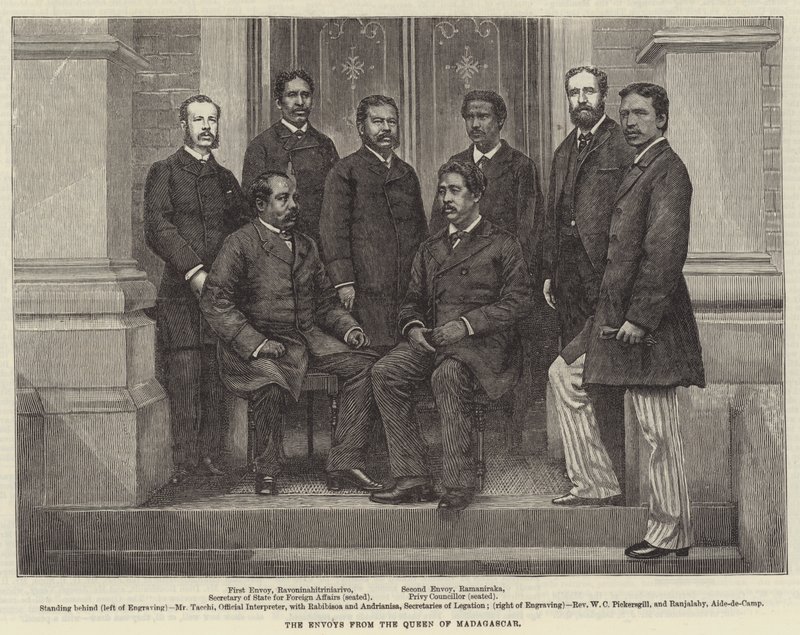 The Envoys from the Queen of Madagaskar (rytina) od English School