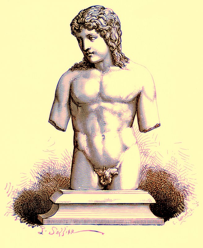 Eros of the Vatican, socha ve Vatikánu, ilustrace z Dějiny Říma od Victora Duruye, publikoval 1884 (digitálně vylepšený obrázek) od English School