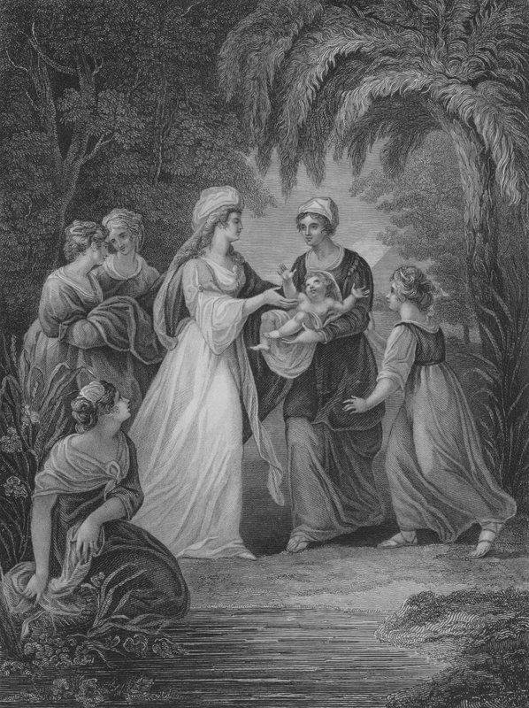Mojžíšův nález, Exodus 2, verš 5-11 (rytina) od English School