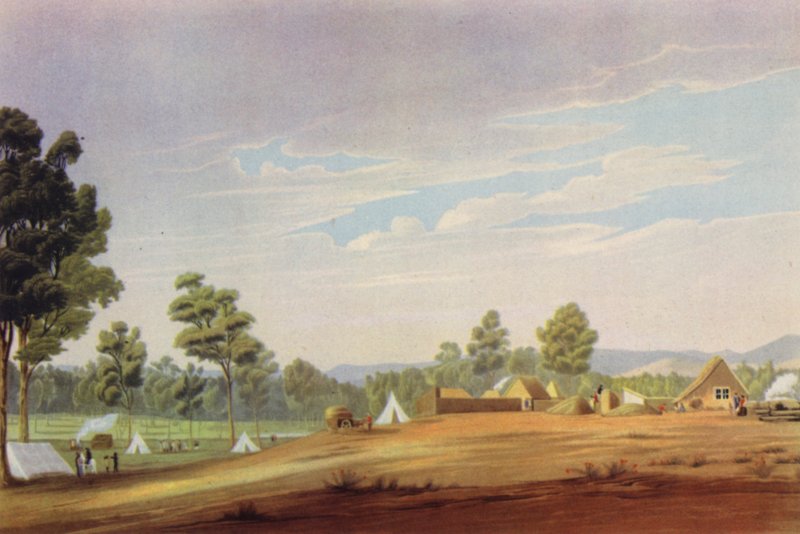 The First Site of Adelaide, South Australia, c1837 (barevné lito) od English School