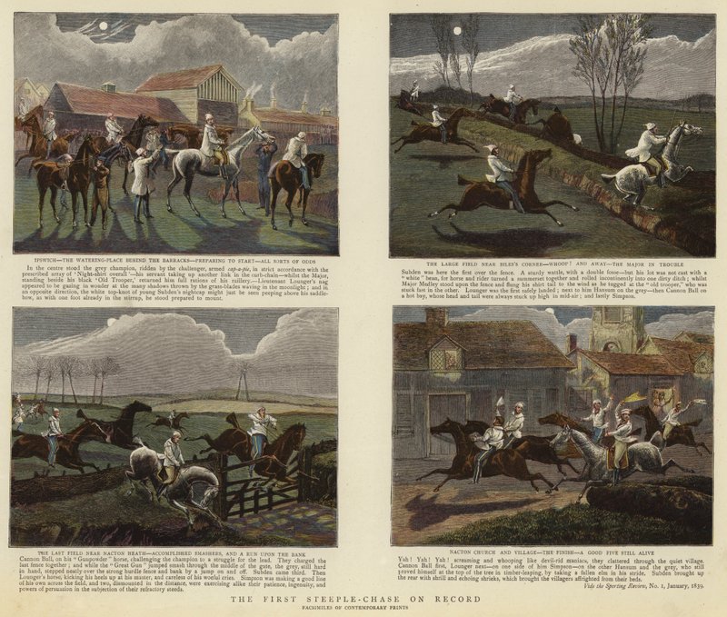 The First Steeple-Chase on Record (barevná rytina) od English School