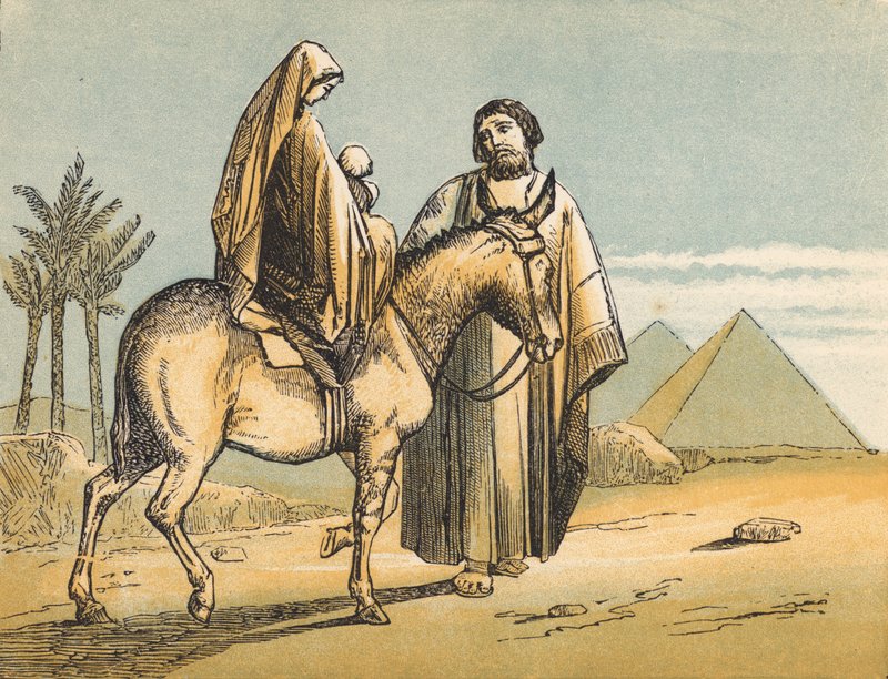 Útěk do Egypta (barevná rytina) od English School
