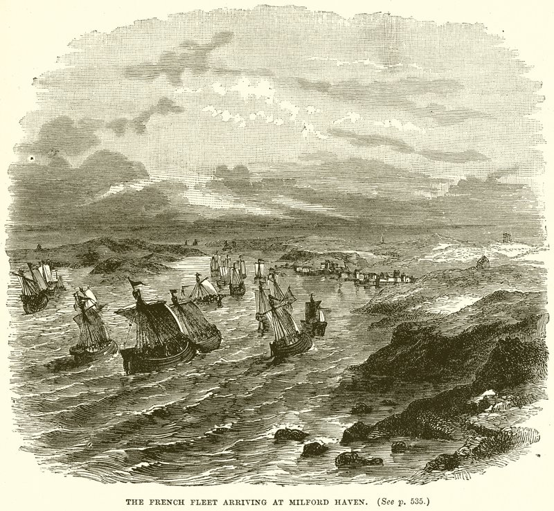 Francouzská flotila připlouvající do Milford Haven od English School