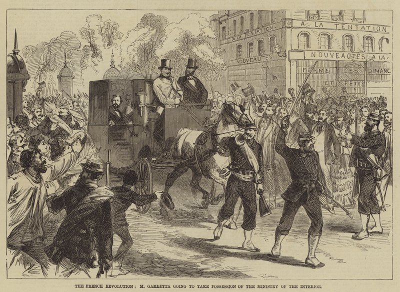 Francouzská revoluce, M. Gambetta převezme ministerstvo vnitra (rytina) od English School