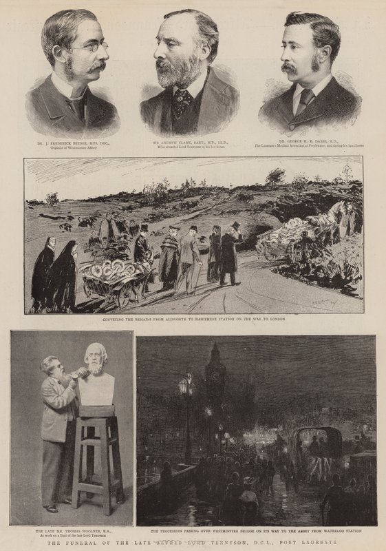 Pohřeb zesnulého Alfreda Lorda Tennysona, DCL, laureát básníka (rytina) od English School