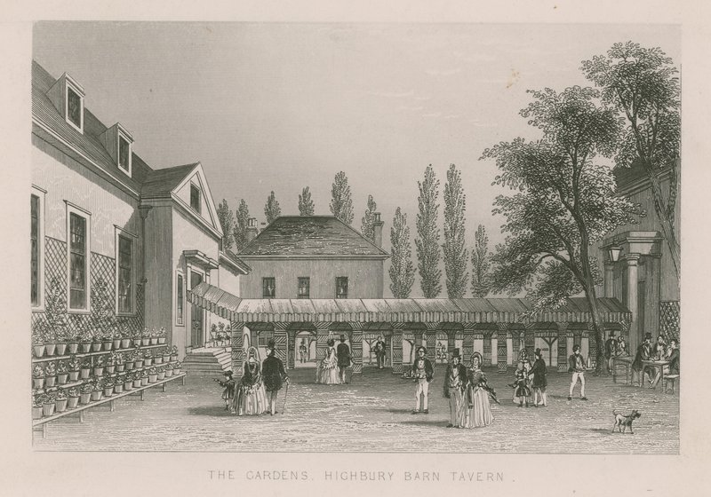 Zahrady v Highbury Barn Tavern od English School