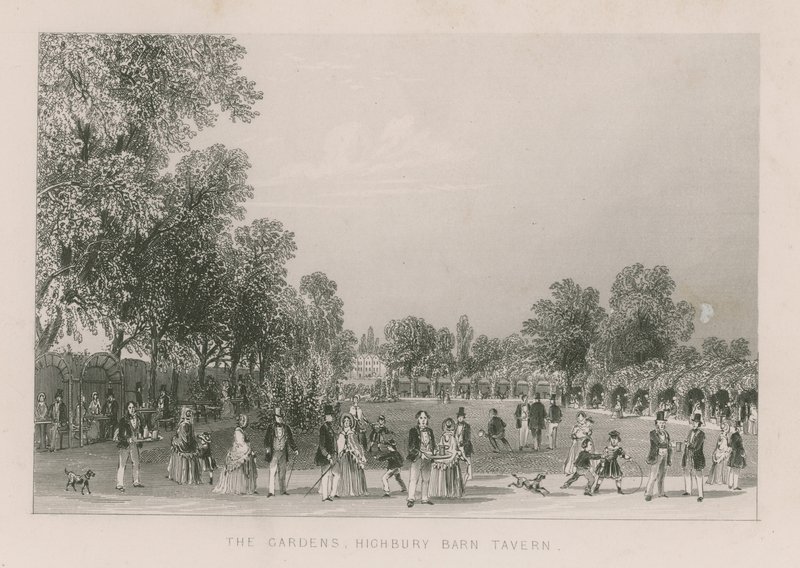 Zahrady v Highbury Barn Tavern od English School
