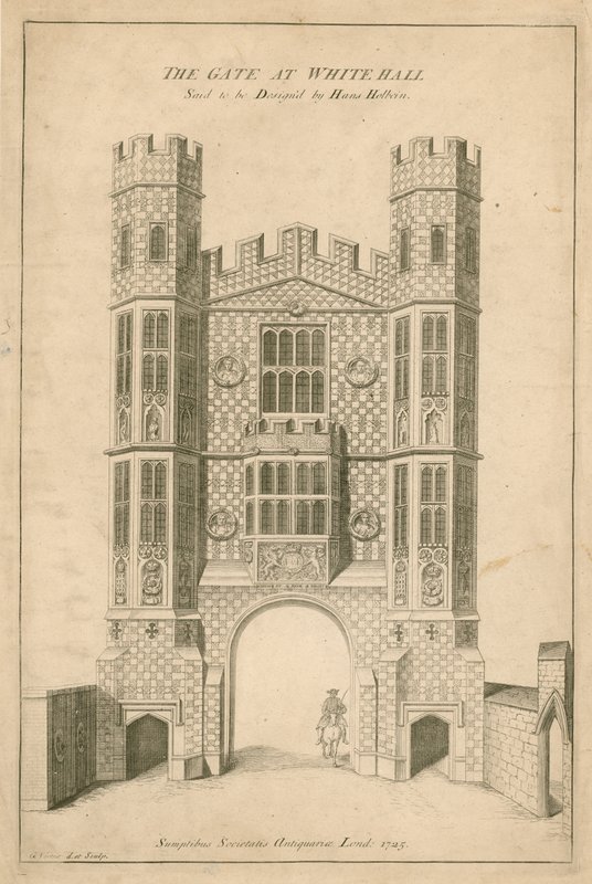 Brána ve Whitehallu. Navrhl ho Hans Holbein od English School