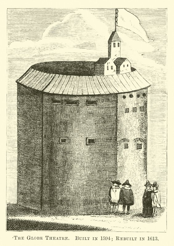 The Globe Theatre, postavený v roce 1594; Přestavěn v roce 1613 od English School