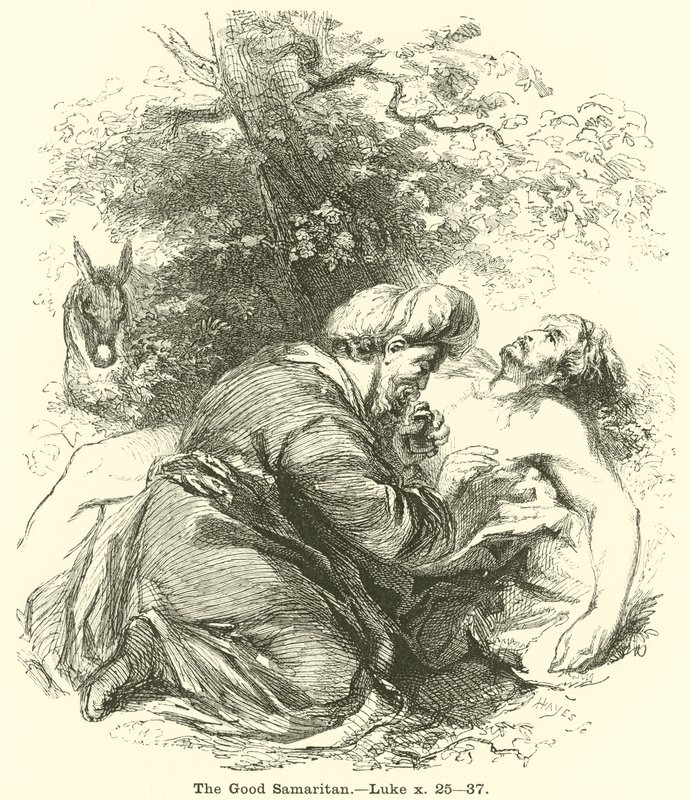 Dobrý Samaritán, Lukáš, x, 25, 37 od English School