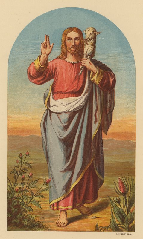 Dobrý pastýř (barevná litografie) od English School