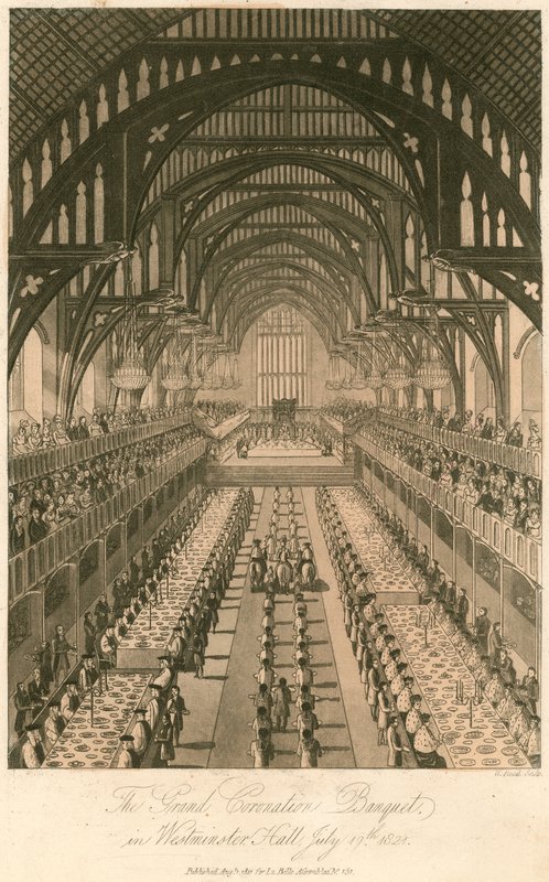 Velká korunovační hostina krále Jiřího IV. ve Westminster Hall, 17. července 1821 od English School