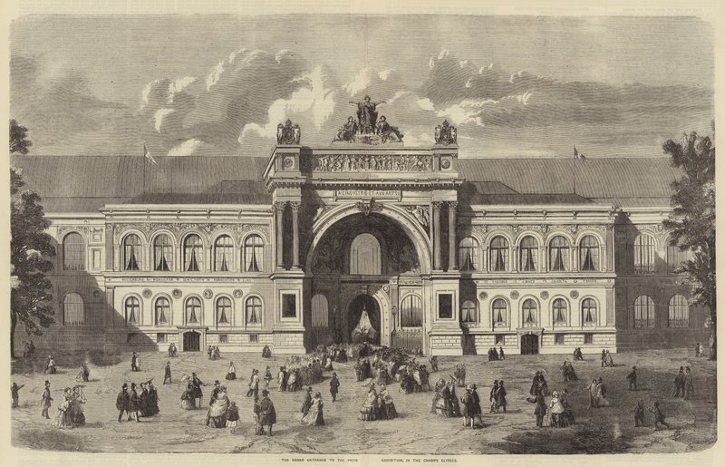 Velký vchod na pařížskou výstavu, na Champs Elysees (rytina) od English School