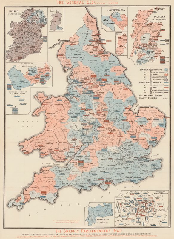 Grafická mapa parlamentu (barevná litografie) od English School