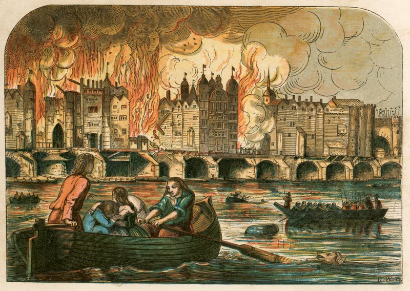 Velký požár Londýna, 1666 od English School