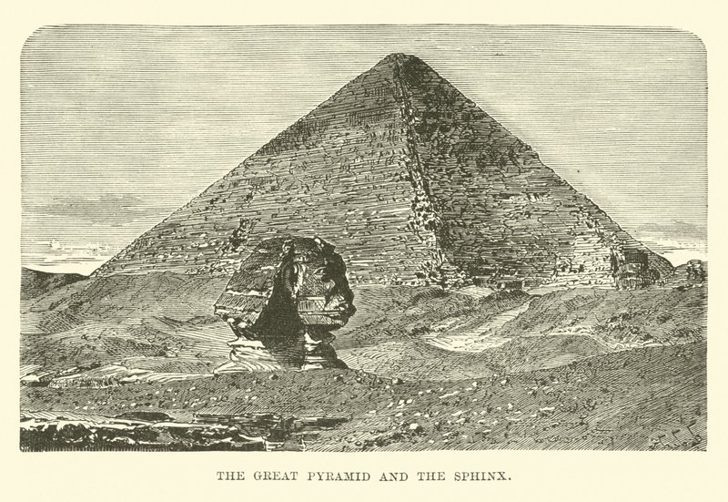 Velká pyramida a Sfinga od English School