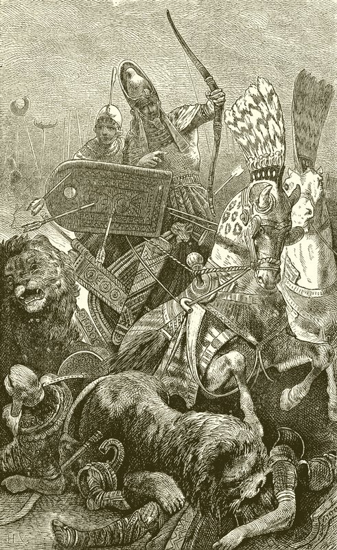 Velký Sesostris (Rameses II.) v bitvě u Kadesch od English School