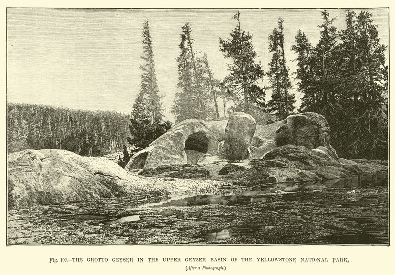 Gejzír Grotto v povodí horního gejzíru Yellowstonského národního parku od English School