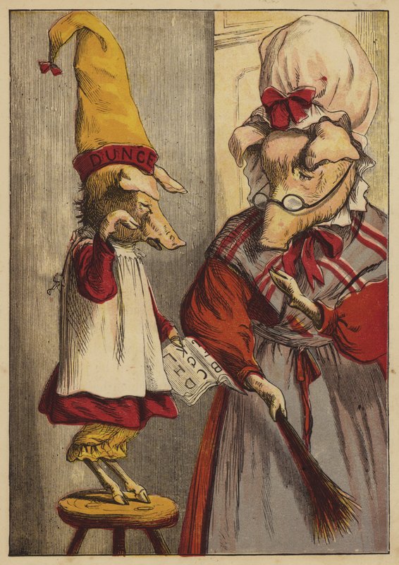 Historie pěti prasátek (barevná rytina) od English School