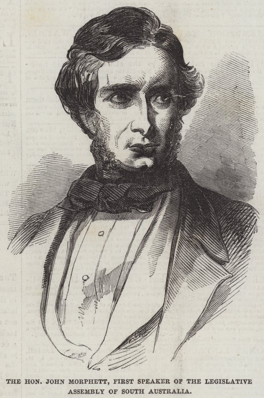 Ctihodný John Morphett, první mluvčí zákonodárného sboru Jižní Austrálie (rytina) od English School