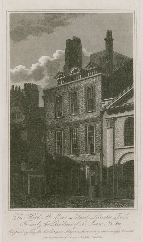 Hotel, St Martins Street, Leicester Square, Londýn; dříve sídlo sira Isaaca Newtona od English School